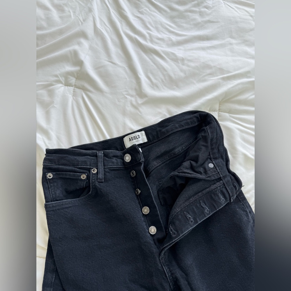 Agolde black denim 90s mid rise straight leg jeans
